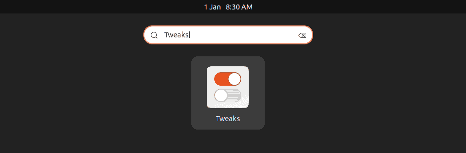 opening tweaks application using activities menu