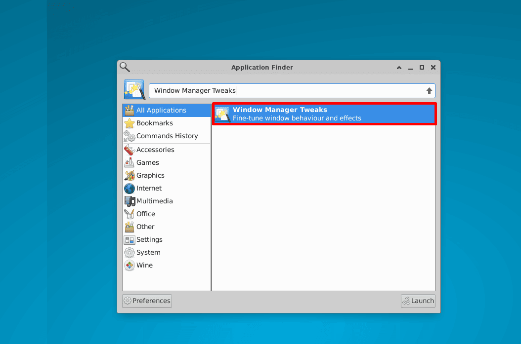 opening window manager tweaks on xfce