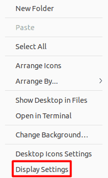 Opening display settings on ubuntu
