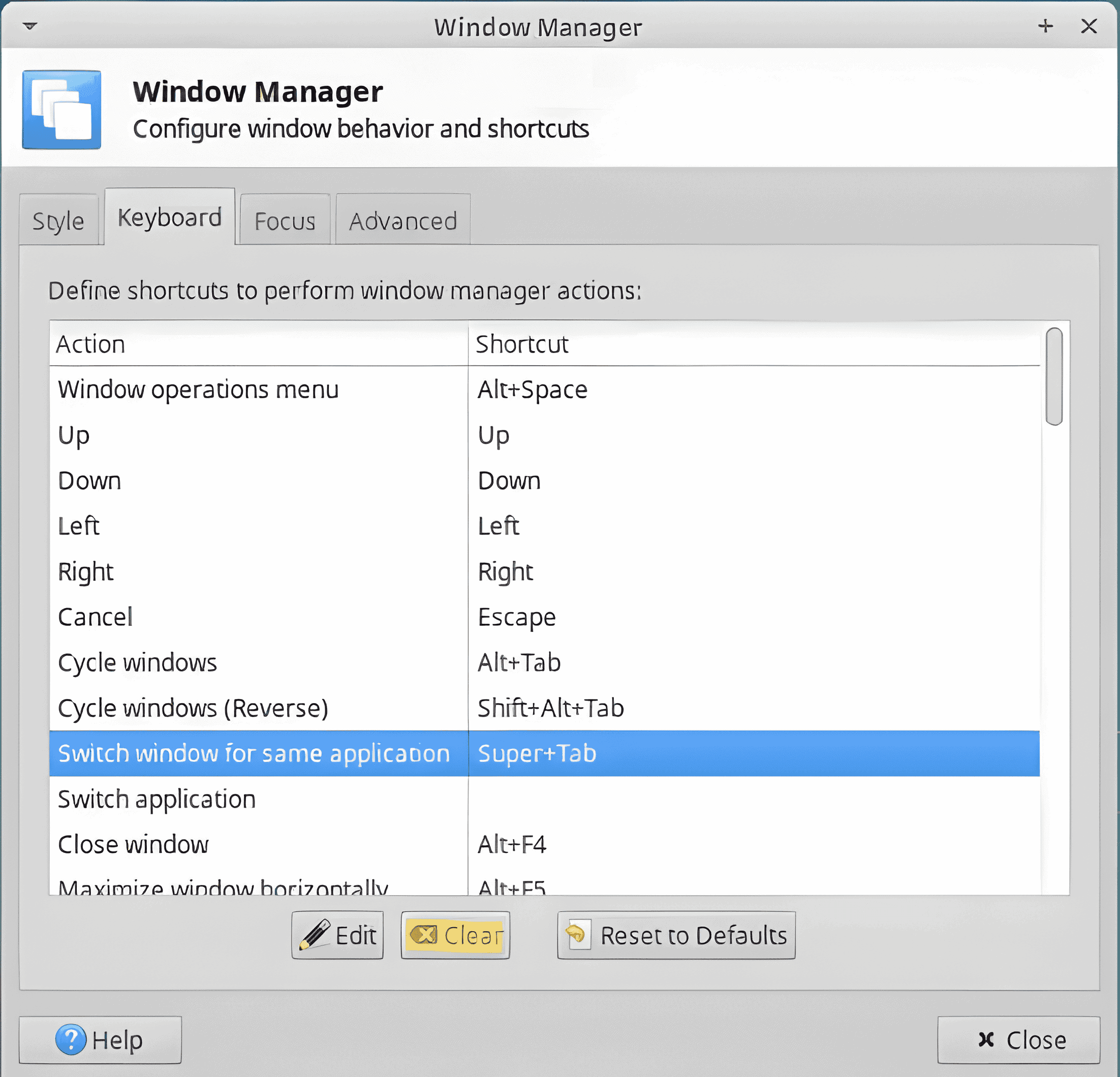 Xfce Window Manager Snapshot