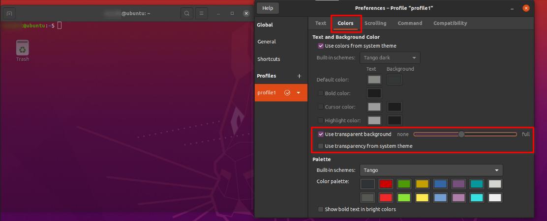 Change Transparent Background of Terminal in Ubuntu