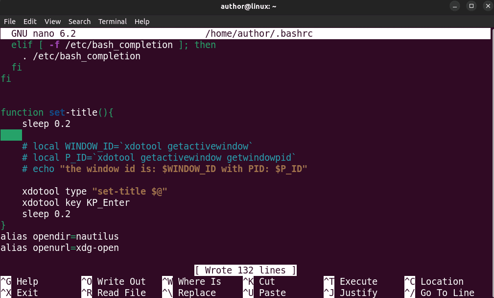 Adding aliases in bashrc file in Linux