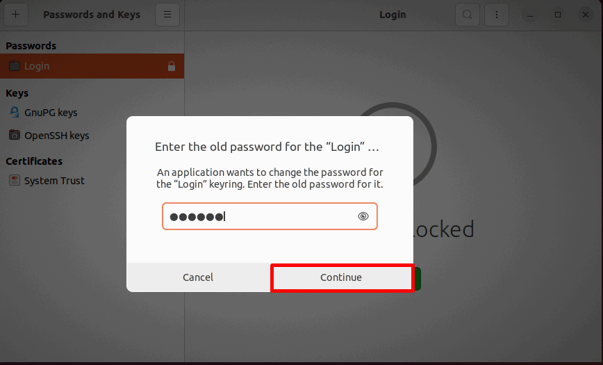 enter old password to change password