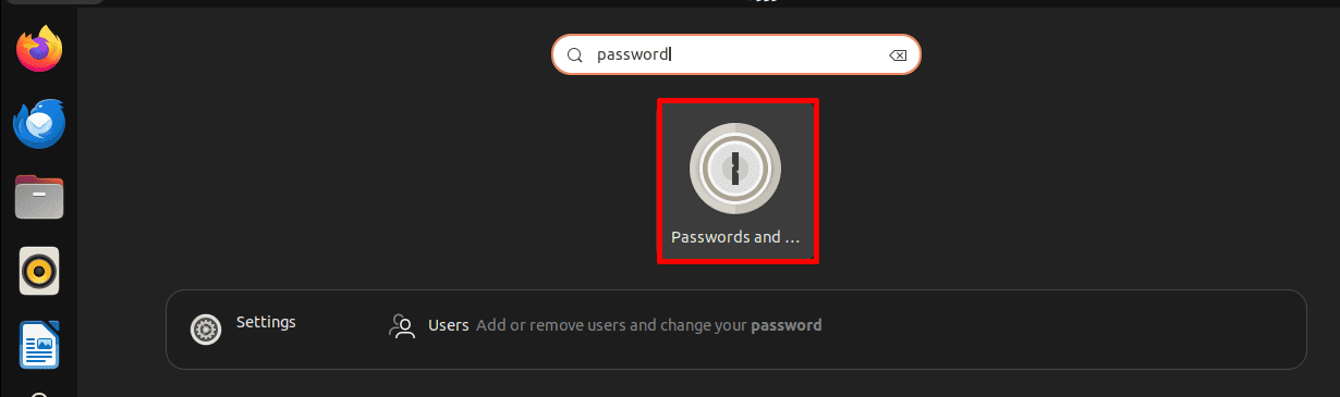 open Passwords and Keys application
