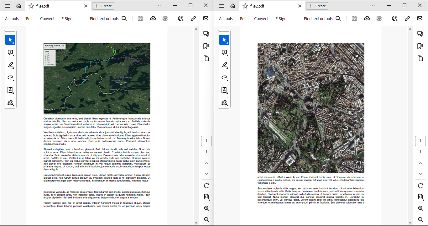 Sample PDF files side-by-side