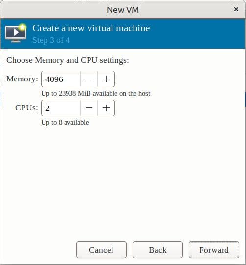 Selecting Memory and CPU