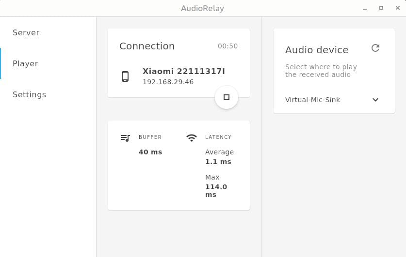 AudioRelay Connected to Server