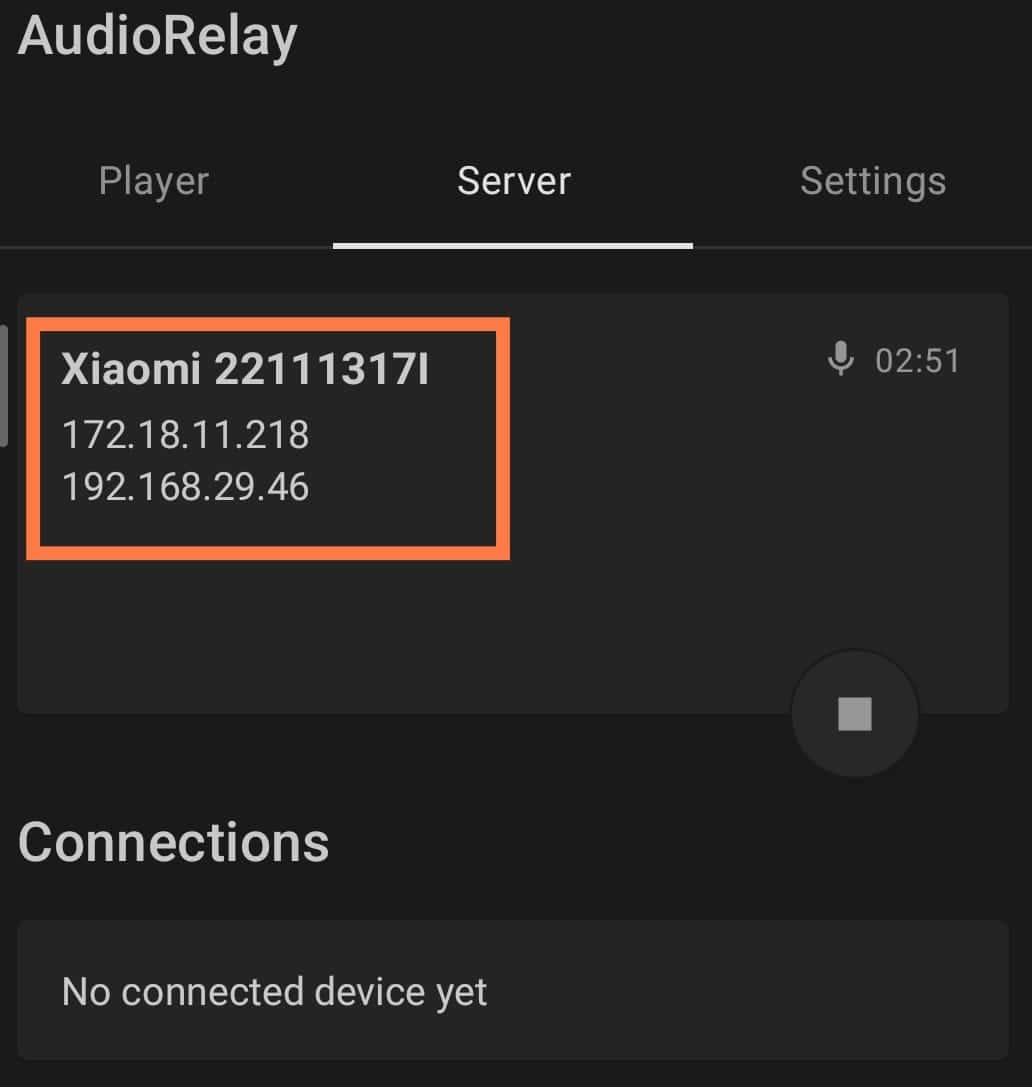 AudioRelay Server IP