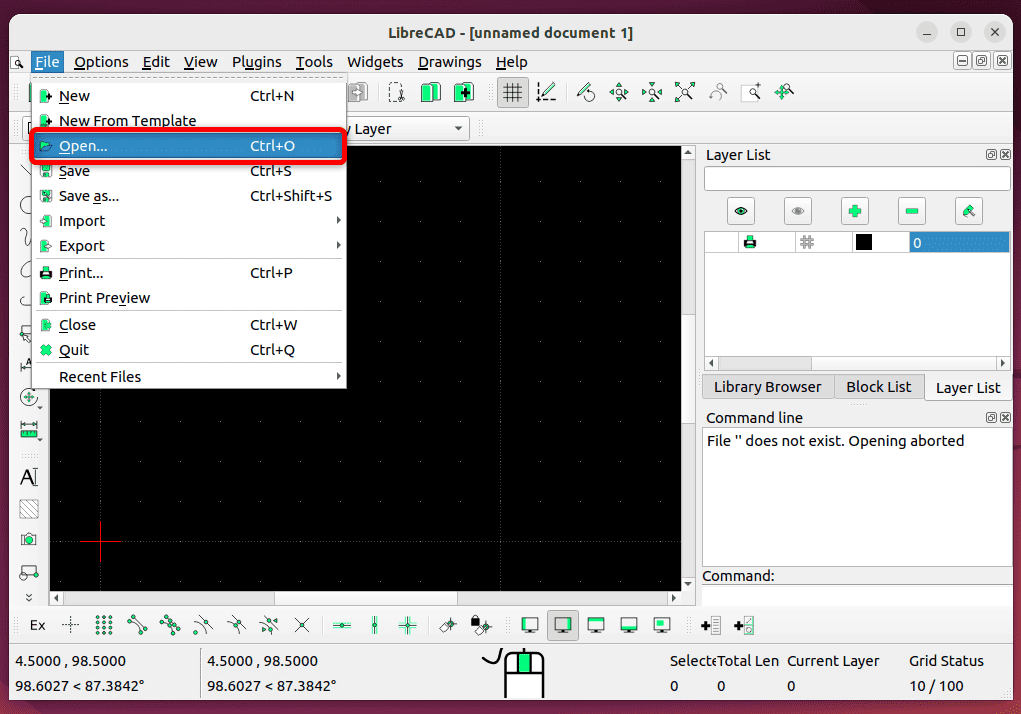 opening .dwg file in LibreCAD tool
