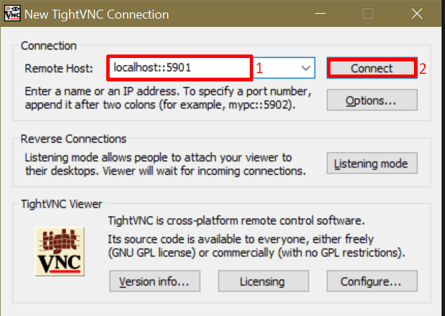 connect to VNC Server 