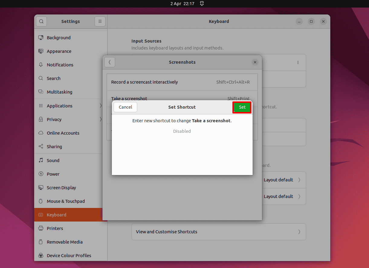 Disabling Screenshot Shortcut in Linux