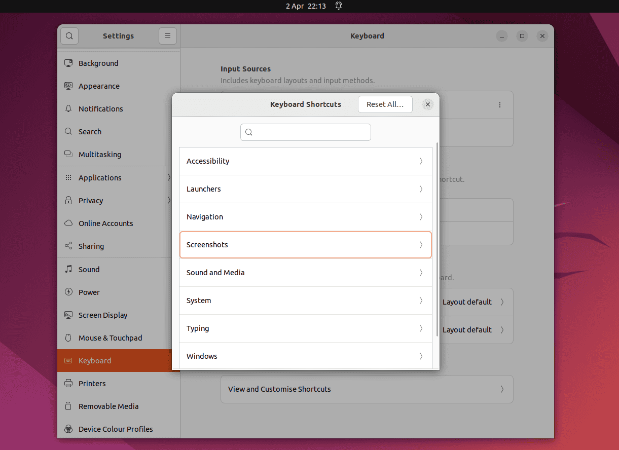 Viewing Screenshot Shortcut in Linux