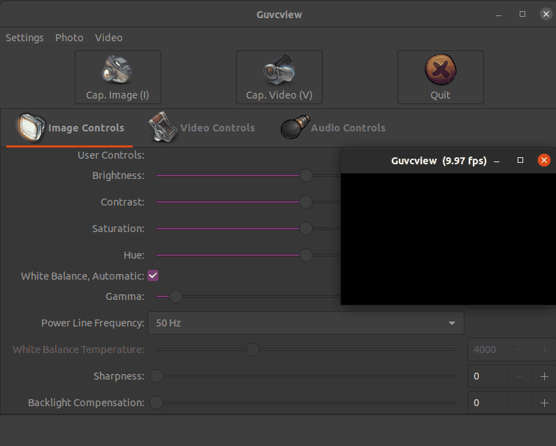 guvcview main window