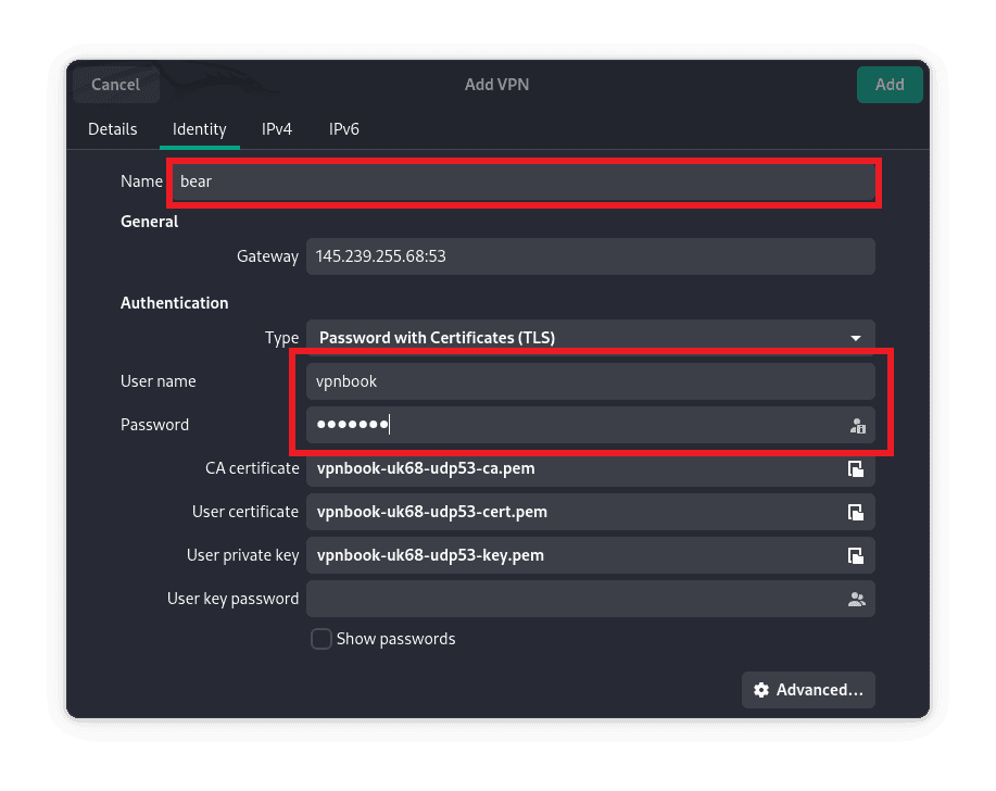 image showing how to rename set username and password