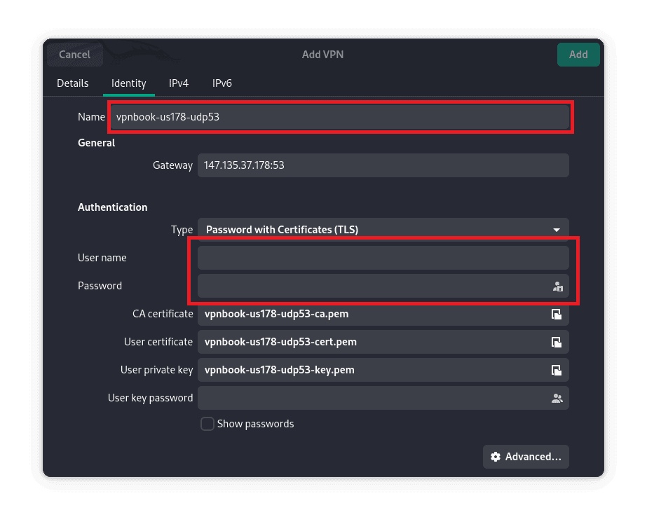 image showing imported configurations