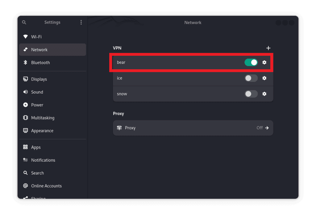 image showing vpn active