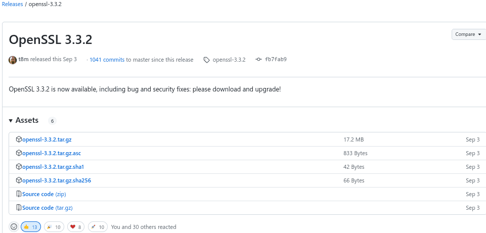 OpenSSL 3.3.2 GitHub Release Page