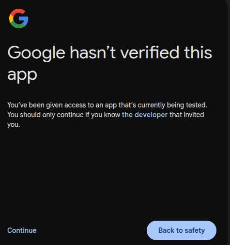 Google Verfication Step