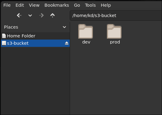 S3 bucket in the file browser