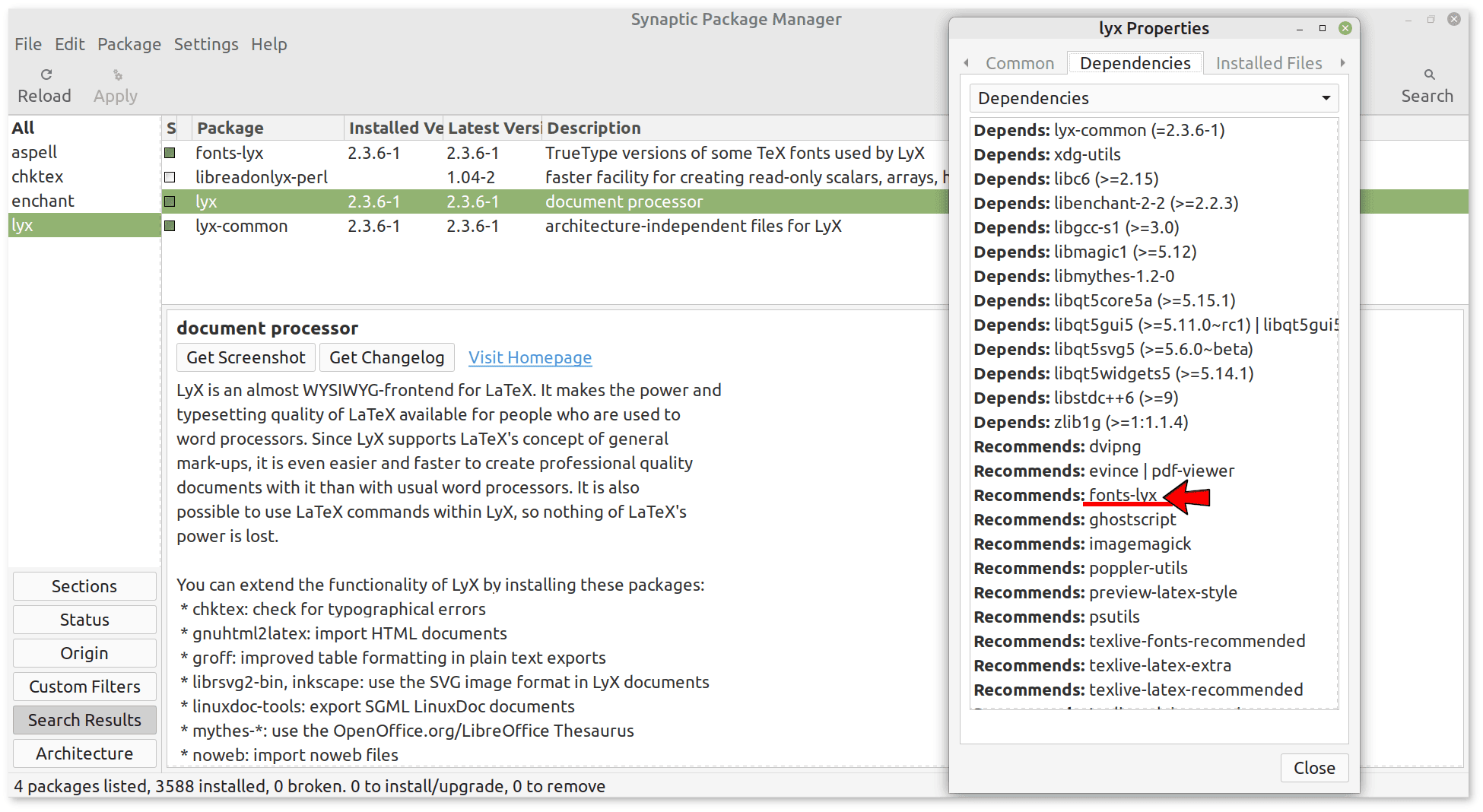 LyX package on Linux Mint 21