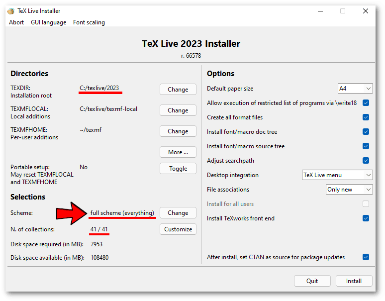 TeX Live Windows installer advanced options