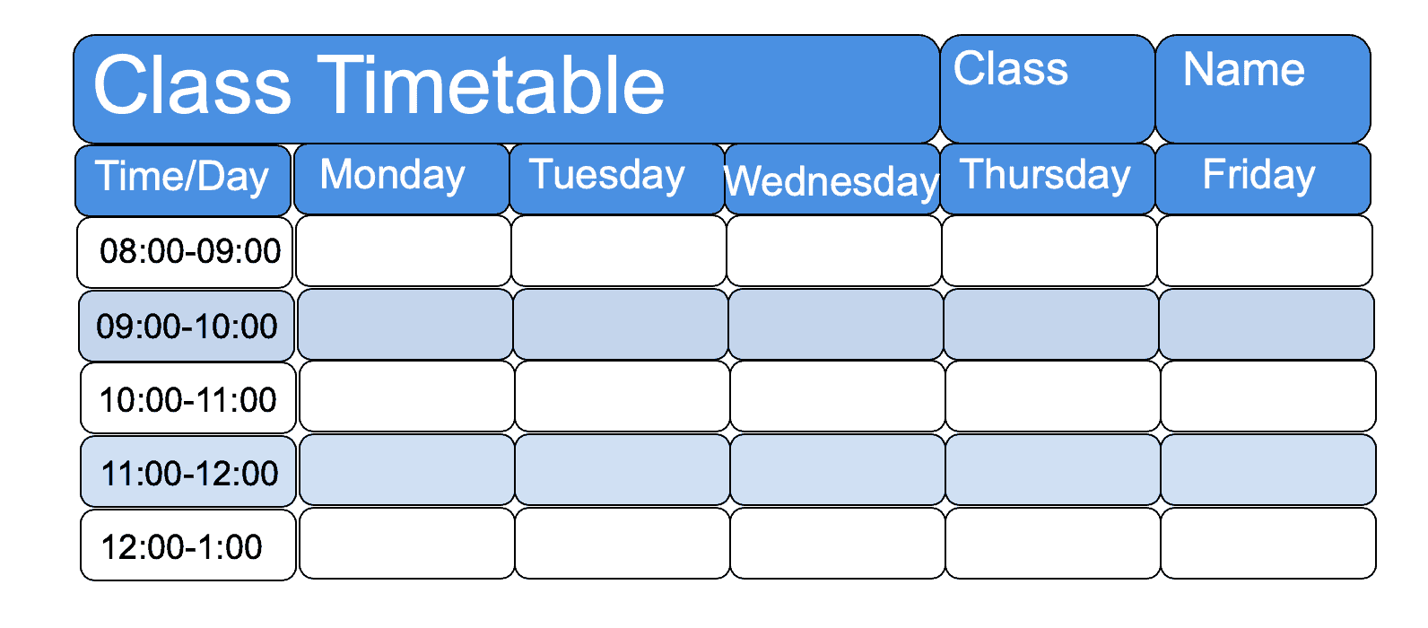 Example of a school timetable