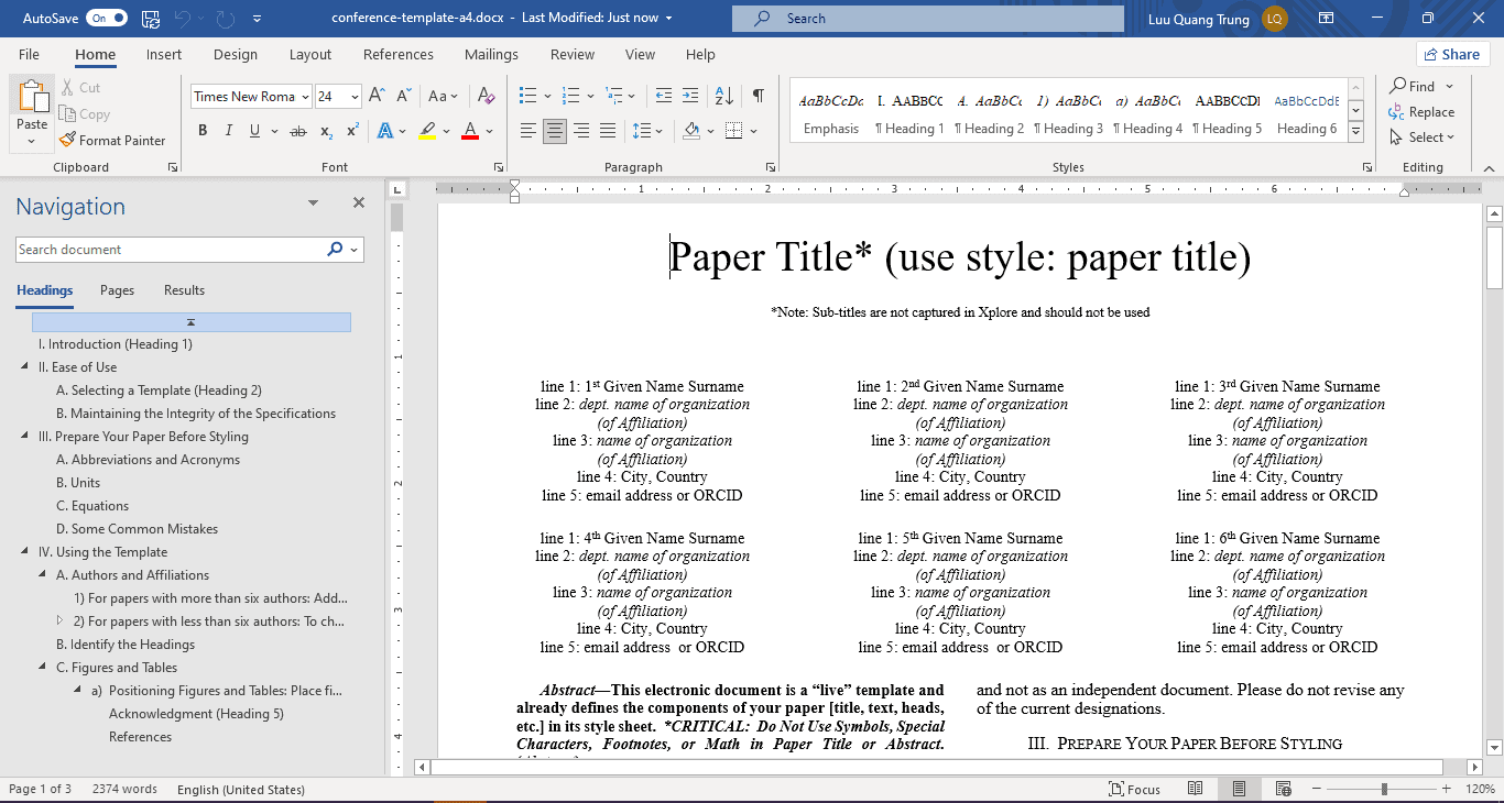 Screenshot of Word