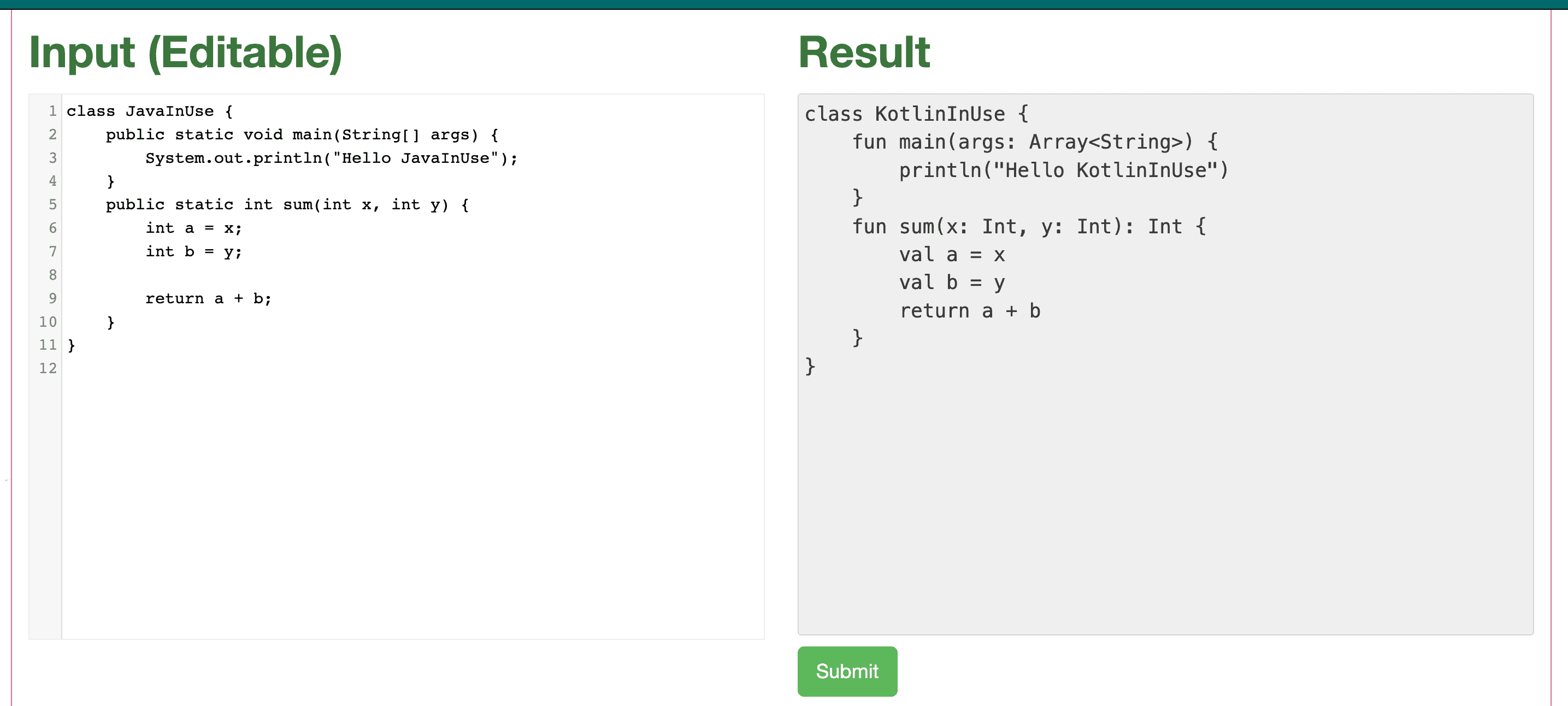 Use of JavaInUse tool to convert Java to Kotlin