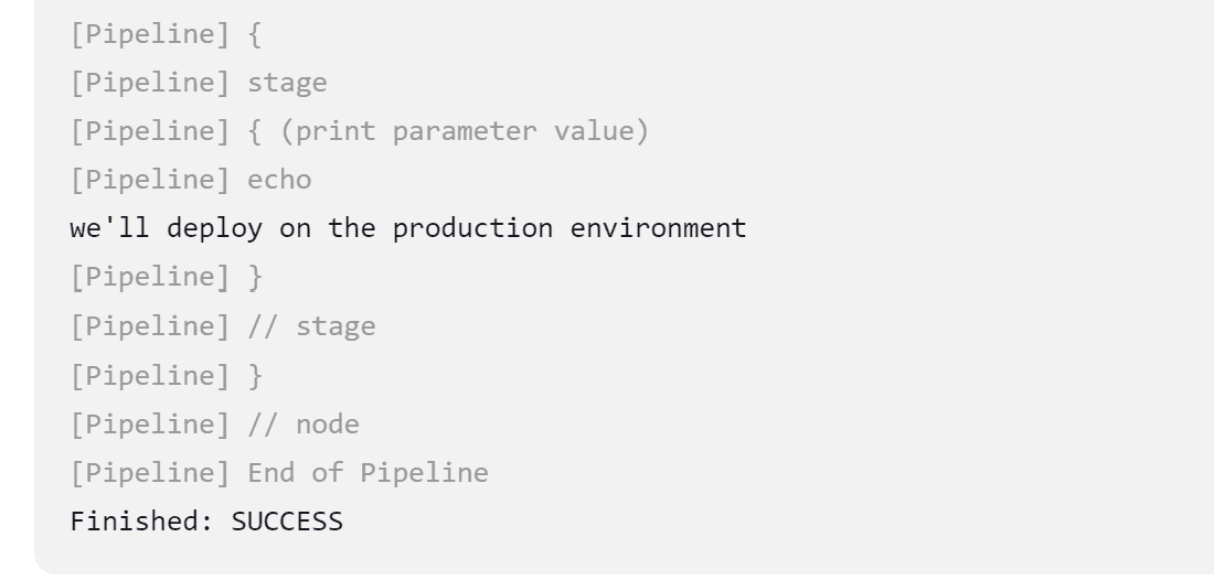 Pipeline console output