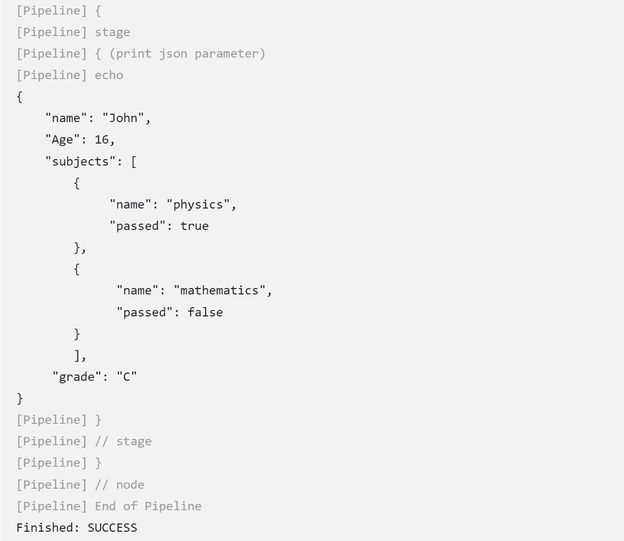 JSON parameter showing in the pipeline output