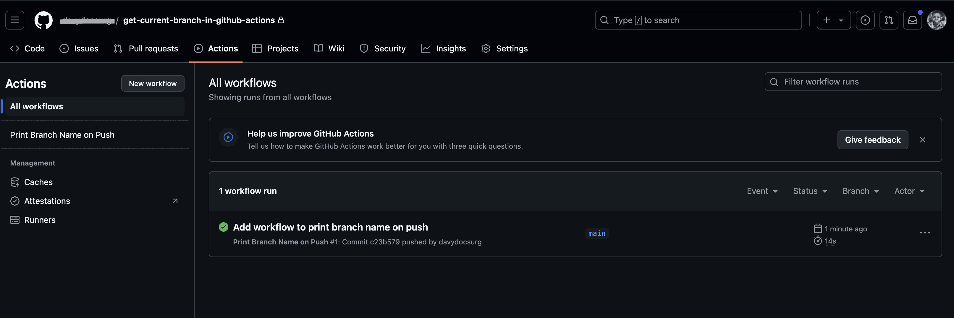 Push Event Workflow