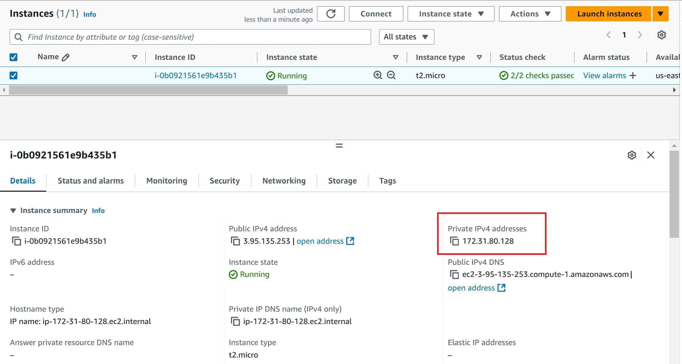 EC2 instance private IP
