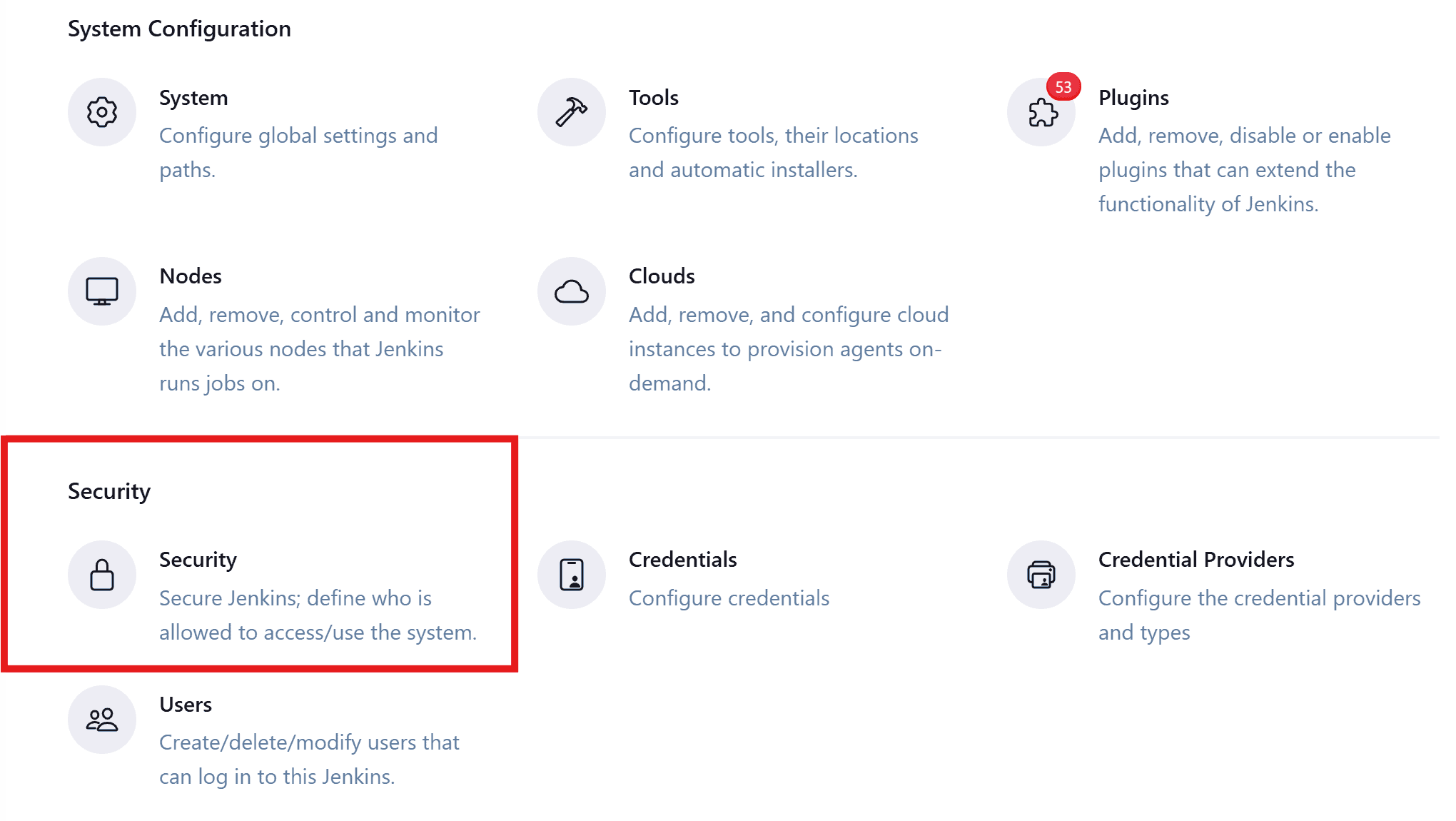 Jenkins security configuration