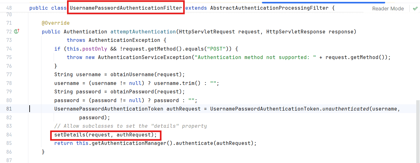 Authentication flow with setDetails() extension point highlighted