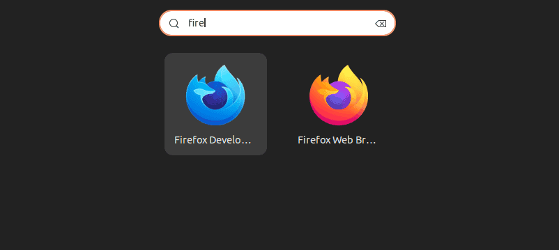 firefox developer edition in the application menu
